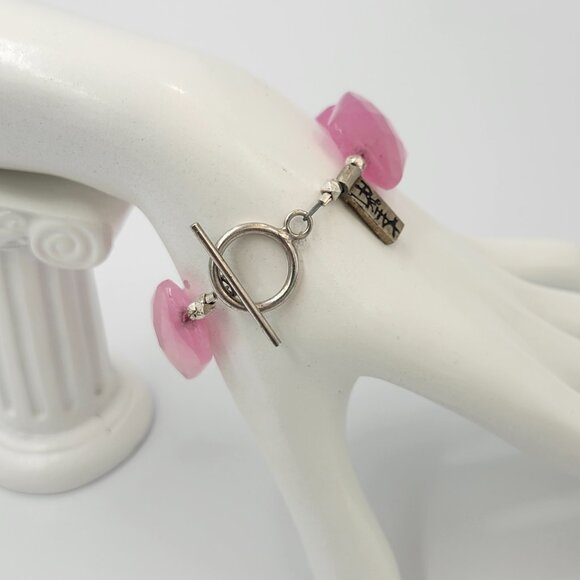 Stunning Rose Quartz Style Polished Faceted Pink Stone Bracelet - Picture 4 of 11